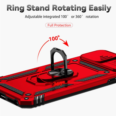 SunStory iPhone 8/7/6 Plus Case with HD Screen Protector, Slide Camera Cover & Kickstand, Military-Grade, Red