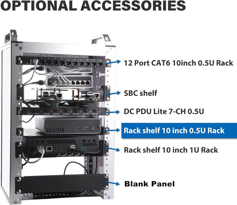 GeeekPi 0.5U 7.87" 10 Inch T1/T0 Server Rack Shelf, Depth Vented Rack Mount Cantilever Tray for Network Equipment Rack