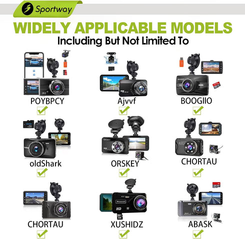 S501 Dash Cam Suction Mount Holder (5th Gen) for CHORTAU, OldShark, NIUTA, Boogiio, ORSKEY, Abask & More