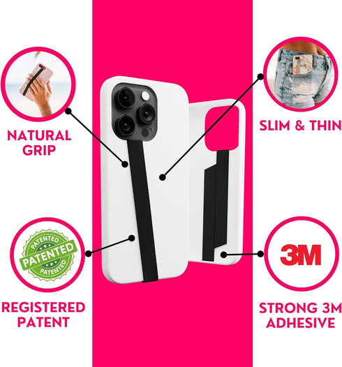 Phone Loops: Non-Elastic Phone Grip, Small and Light Phone Holder for Hand - Discreet Cell Phone Loop
