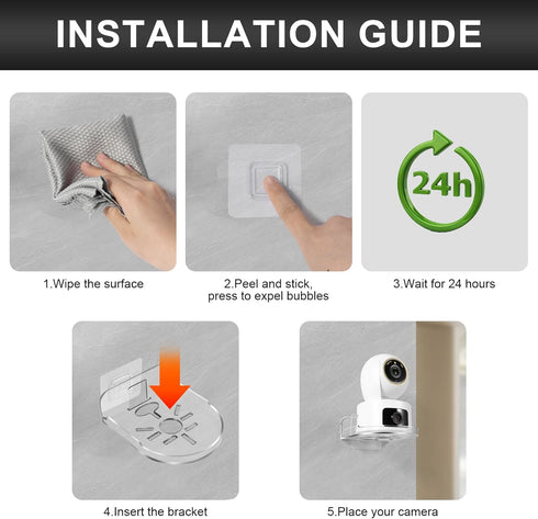 2 Pack Acrylic Wall Mount Bracket for Security Camera, Universal Adhesive Shelves for Baby Monitors, No Drilling