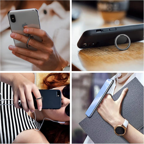 Cell Phone Ring Holder Stand, 360 Degree Rotation Finger Ring Kickstand with Polished Metal Phone Grip for Magnetic Car