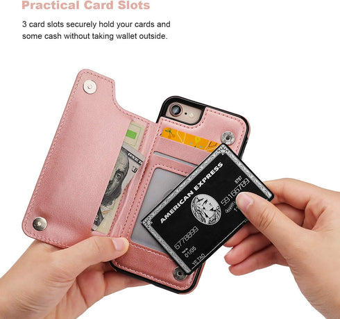 Vaburs Wallet Case for iPhone SE(2022) 5G/SE(2020)/7/8 - Embossed Butterfly Premium PU Leather with Card Holder