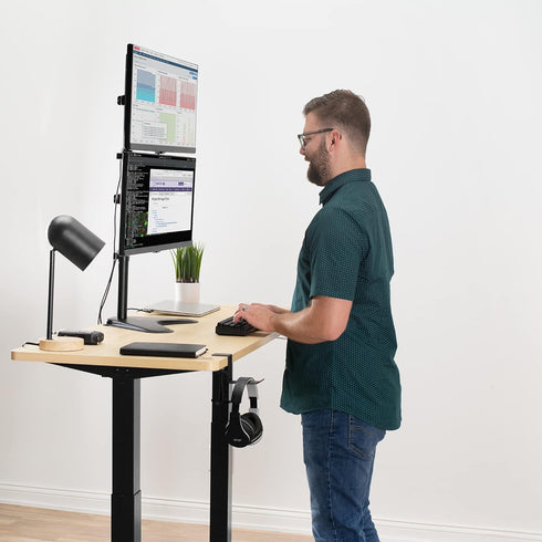 VIVO Free-Standing Dual Monitor Desk Stand, Holds 2 Ultrawide Screens up to 34 inches, Black, STAND-V002L