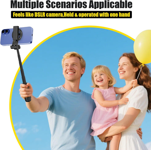 BOKKY 4-in-1 360 Magnetic Selfie Stick Tripod Rotation, Bluetooth Remote, Compact Travel Vlog Phone Holder for iPhone