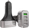 Crave CarHub 54W 4 Port USB Car Charger, Qualcomm Quick Charge 3.0, Black