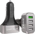 Crave CarHub 54W 4 Port USB Car Charger, Qualcomm Quick Charge 3.0, Black