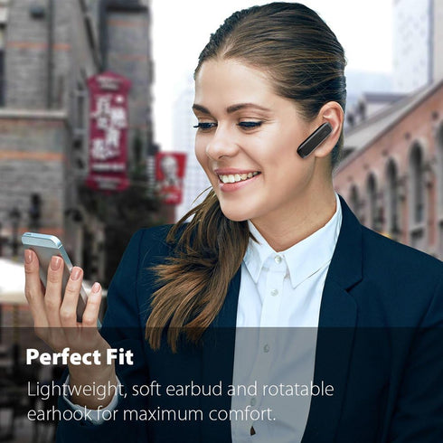 Bluetooth Headset, Hands-Free Wireless Earpiece with 18 Hours Playtime and Noise Cancelling Mic for iPhone Samsung