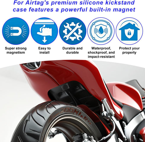 Goktvai 4pcs 8 Magnetic Holder Case for Airtag, Secure Anti-Loss Tracking Silicone Protective Cover with Strong Magnet
