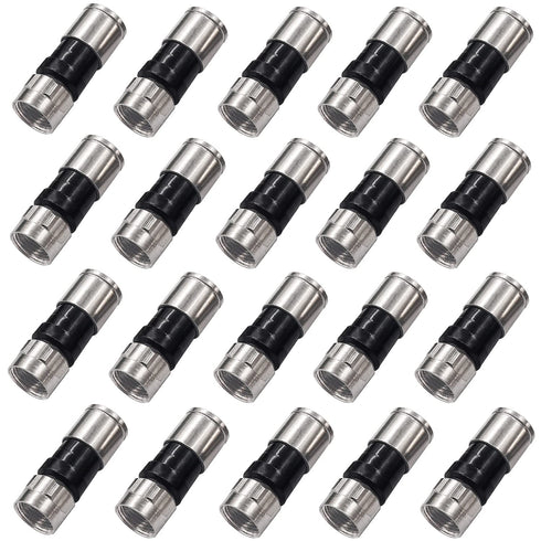 Taiss 20PCS F Type Coaxial Cable Compression Connectors, RG6 Compression Connectors (Black)