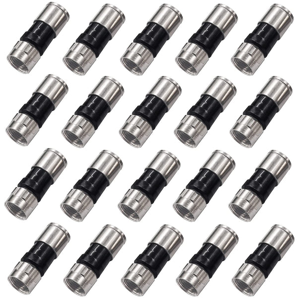 Taiss 20PCS F Type Coaxial Cable Compression Connectors, RG6 Compression Connectors (Black)