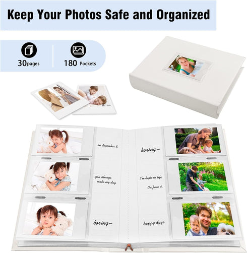 Photo Album for Fujifilm Instax Mini Camera, 180 Pockets, Leather Cover, 2x3 Photo Album for Instax Mini Series