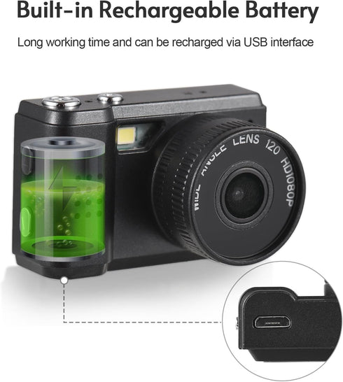 Andoer 1080P Mini Digital Video Camera Camcorder Built-in Battery with LCD Screen Flash for Photo Video, Black