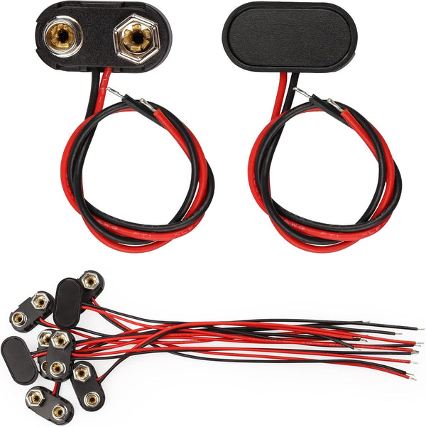 9V Battery Connector, 10 PCS T-Type 9 Volt Buckle Connector, Hard Plastic Shell for Student Experiment