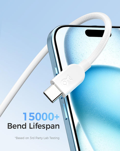 Cable Matters 3-Pack Extreme Flexible Long USB A to USB C Cable 10ft White, USB to USB C Charging Cable for iPhone