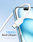 Cable Matters 3-Pack Extreme Flexible Long USB A to USB C Cable 10ft White, USB to USB C Charging Cable for iPhone