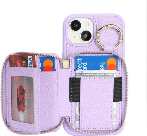 Hamany 13 13 5G 6.1 Inch-Purple Compatible with iPhone Wallet Case with Card Holder,for iPhone Phone case Wallet
