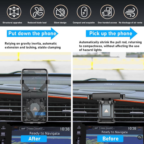 Compatible Phone Holder for Honda Civic 2016-2021, Mount Hazard Light Slot, 360 Degree Rotation Anti-Shake
