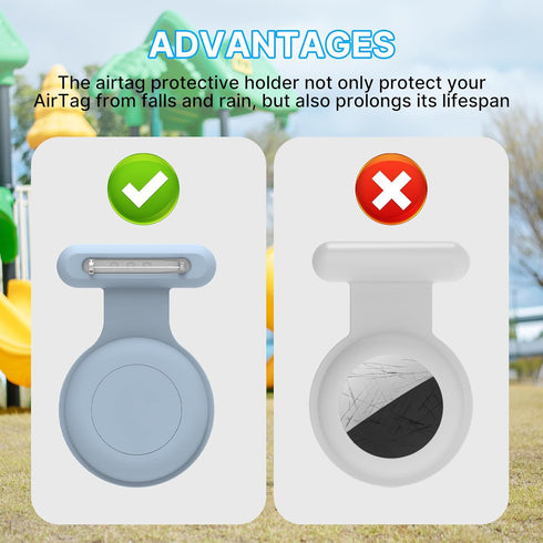 Waterproof Airtag Holder for Kids (2 Pack), Air Tag Case with Pin Hidden, Kids Airtag Clip GPS Tracker Safe Cover