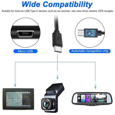 12V-24V 5V 3A 11.5ft MEIRIYFA Dash Cam Acc Hardwire Kit Micro USB Hard Wire Kit Fuse to DC Dashboard Car Camera Charger