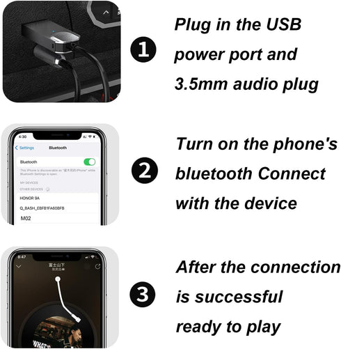 GLOBELEC 5.3 3.5mm Bluetooth to Aux Adapter for Car,USB Female BT Receiver,Aux to Bluetooth Adapter,Compatible