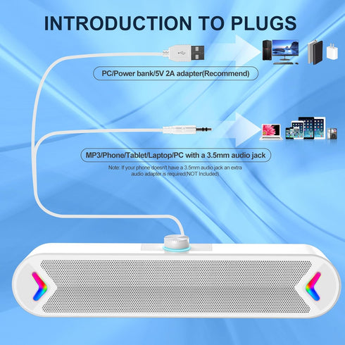 LENRUE 10W Computer Speakers,PC Speakers for Desktop,Wired USB-Powered Sound-bar for Computer with Stereo Sound