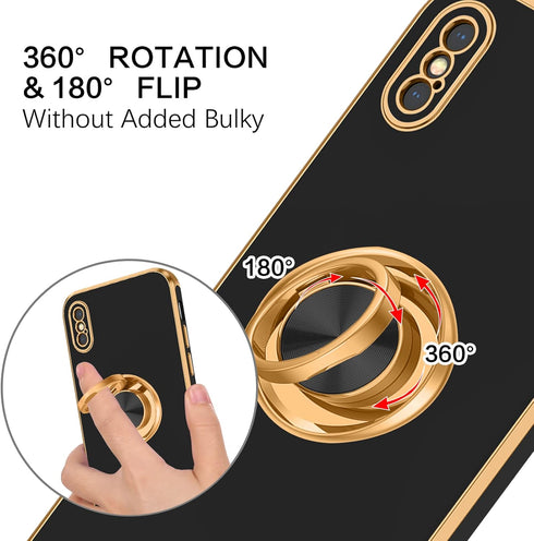 BENTOBEN iPhone Xs Case, Slim Fit Sparkly Kickstand Ring Holder Design, Shockproof Protection for iPhone Xs
