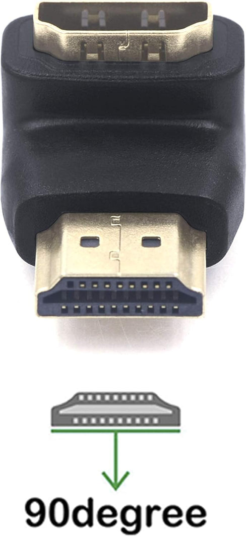 VCE HDMI 90 Degree Adapter 2-Pack, Right Angle HDMI Adapter Male to Female L-Shape Connector with 4K@60Hz, 3D for TV Stick, HDTV, PC by VCE