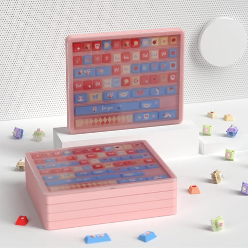 Sumgsn Keycaps Storage Box, 130 Keys Transparent Display Case Holds 7u Spacebar/Big Enter Key for XDA/Cherry/MOA/MAO