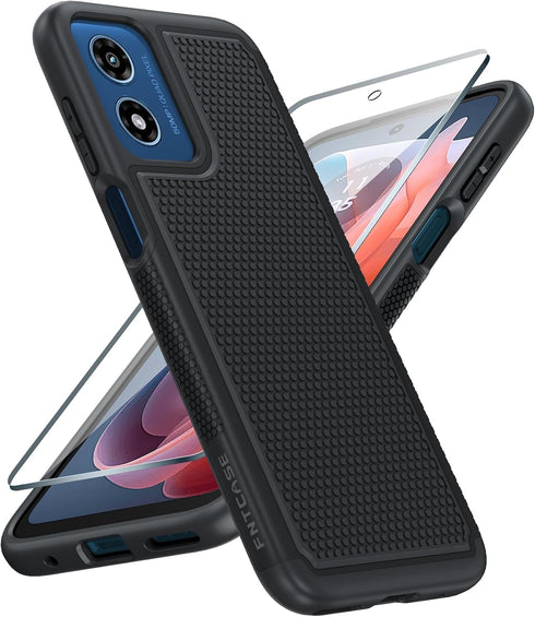 FNTCASE Motorola Moto G-Play-2024 Case: Heavy Duty Shockproof Rugged Dual Layer Cell Phone Cover with Non Slip Textured