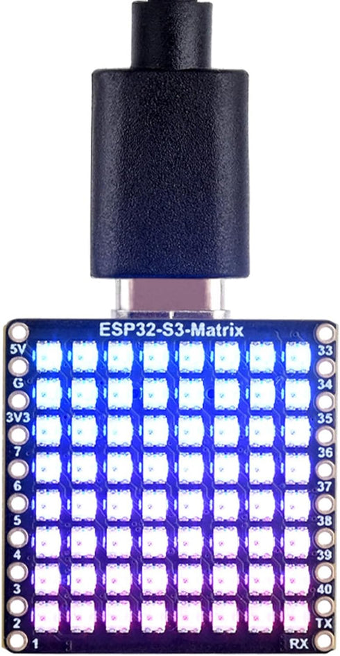 ESP32-S3 Matrix Development Board with 8×8 RGB LED Matrix, QMI8658C Attitude Sensor, 17 Multi-Function GPIO Pins,