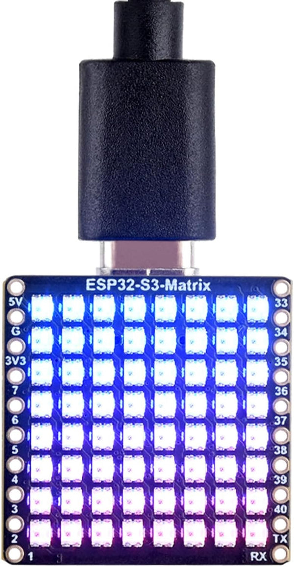 ESP32-S3 Matrix Development Board with 8×8 RGB LED Matrix, QMI8658C Attitude Sensor, 17 Multi-Function GPIO Pins,