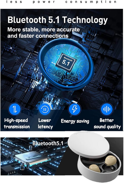 Invisible Earbuds Small Mini Wireless Bluetooth Earpiece, Discreet Earbud for Music, Home, Work
