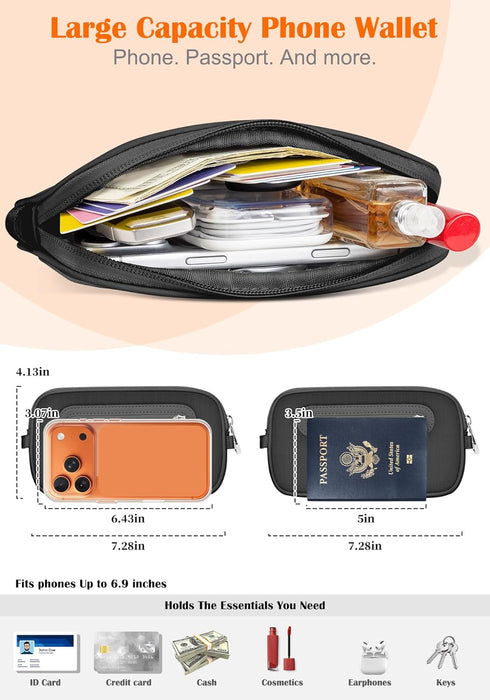 takyu 4-in-1 Clip and Go Strap for Phone with Wallet Crossbody, Adjustable Phone Lanyard with Detachable RFID Wallet