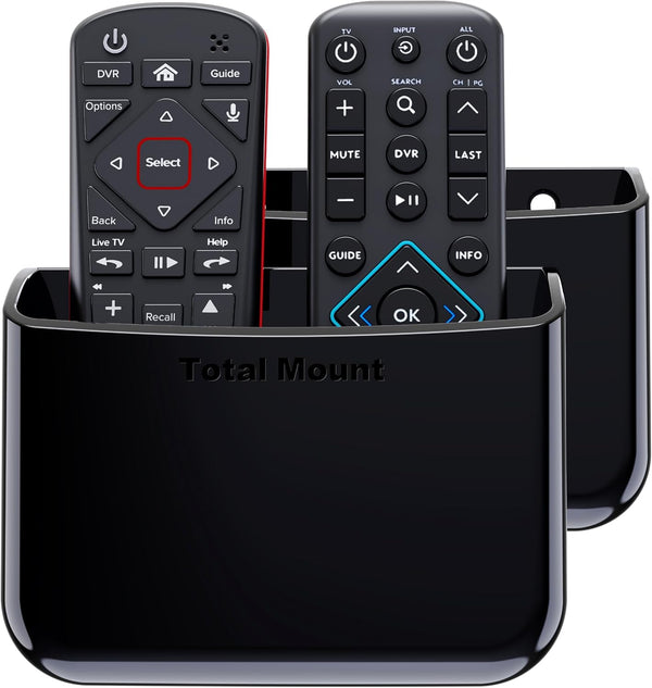 TotalMount Universal Remote Control Holder, Attaches to Wall or Back of TV, Compatible with All TV Remotes, Large Two