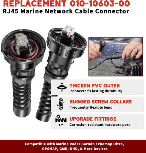 Replacement Garmin Radar Connector 010-10603-00 - Fit GPSMAP, GMR, UHD & more Marine Network Cable (Set of 2)