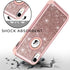 Hython Compatible with iPhone XR Case, Heavy Duty Full-Body Defender Protective Bling Glitter Sparkle Hard Shell Armor Hybrid Shockproof Silicone Rubber Bumper Cover for 6.1-Inch, Rose Gold