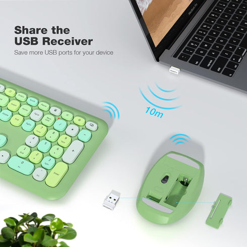 MOFii Wireless Keyboard and Mouse Combo, Full Size Keyboard, 2.4GHz USB Connection, Cute Wireless Mouse