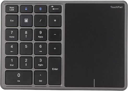 Lazmin112 Wireless Numeric Keypad, 22 Keys 2.4G Bluetooth Number Keyboard with Touchpad, Type C Interface, for Win,
