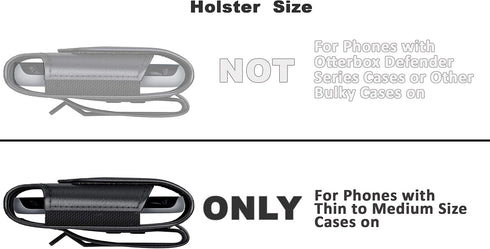 De-Bin Holster for Galaxy S24, iPhone 15/14/13/12/11/X/Xs/10 - Black Belt Clip Pouch with Magnetic Cover, Fits Otterbox.