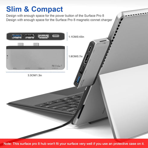 Surface Pro 8 Hub Docking Station with 4K HDMI, USB-C Thunderbolt 4, Triple Display for Microsoft Surface Pro 8