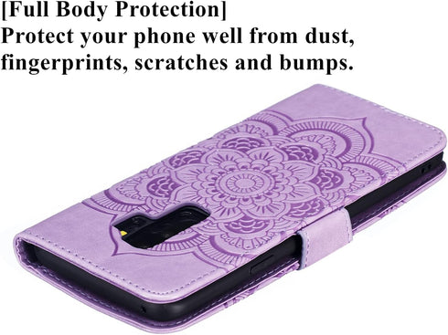 EYZUTAK Mandala Case for Samsung Galaxy S9, Premium Leather Flip Wallet with Card Slots, Magnetic Stand, Ultra Slim