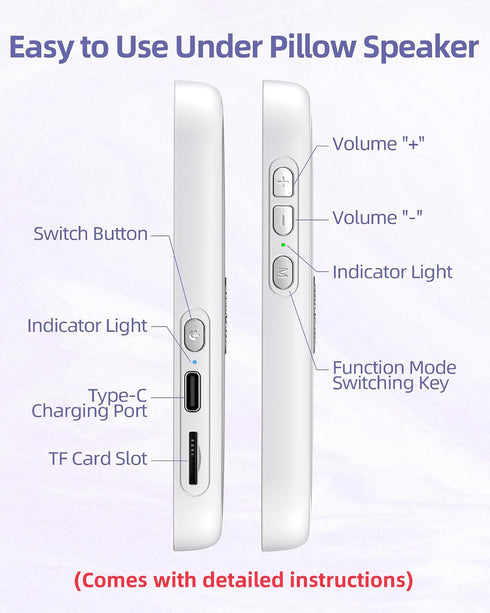 KYOTTANI Private Bluetooth Speaker Under Pillow: Portable Bone Conduction Technology Sleep Aid with White Noise