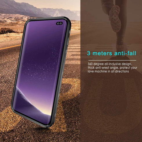 Waterproof Case for Galaxy S10+ Plus, Built-in Screen Protector, Full Body Shockproof Rugged Case, Black