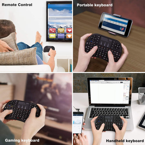Rii i8 Mini Wireless Keyboard with Touchpad & QWERTY, 2.4G Portable Keyboard with USB Receiver for Laptop/PC/TV, Black