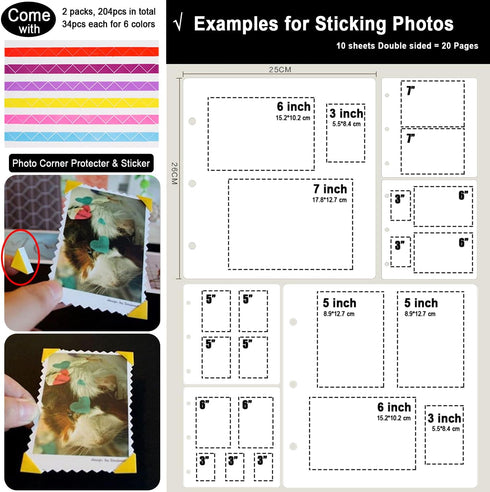 Double Sided Scrapbooking Refill Pages, 10 Sheets, 9.84x10.24" No Acid Thick Craft Paper for ALL ADVcer 10x10 inch