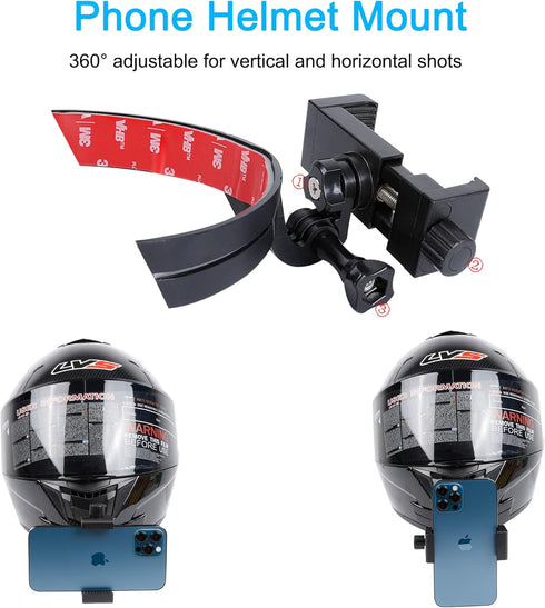 PellKing Universal Motorcycle Helmet Chin Action Camera Mount, Flexible Adhesive for GoPro Hero11, 10, 9, 8, 7, 6, 5,