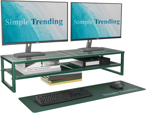 Simple Trending 2 Tier Metal Dual Monitor Stand Riser, Computer Office Desktop