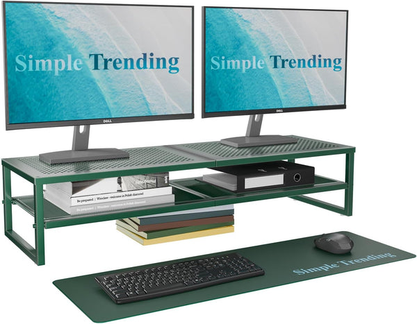 Simple Trending 2 Tier Metal Dual Monitor Stand Riser, Computer Office Desktop