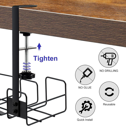 OneLeaf 2 Pack Under Desk Cable Management Tray, No Drill Wire Management Rack for Desk, Under Desk Organizer for Cords